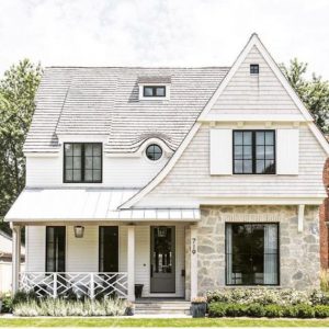 black windows cottage shingles cape style home design