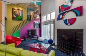 bright colors family room